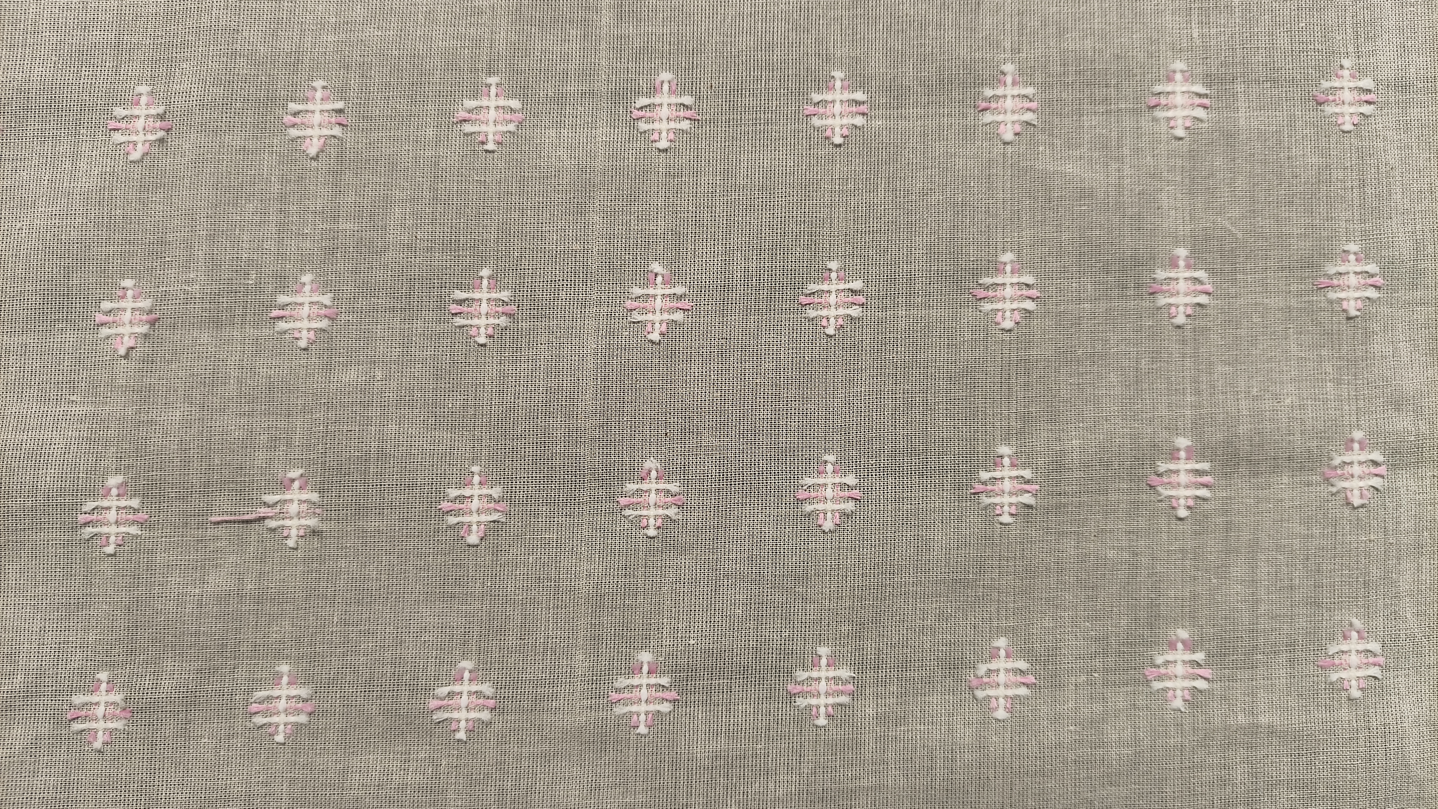 COTTON COLOUR BOOTA WHITE PINK PLUS